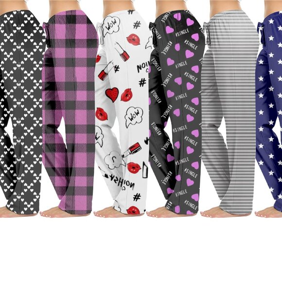 Women's Casual Fun Printed Lightweight Lounge Terry Knit Pajama Bottom Pants - Picture 14 of 16